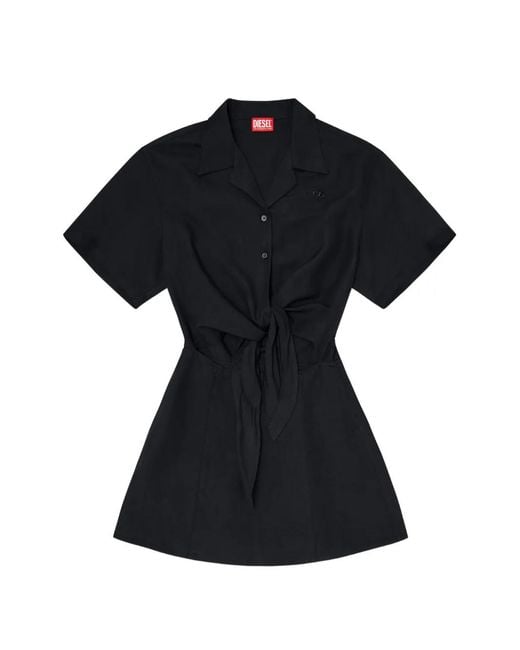 DIESEL Black Stall Tie-Front Mini Dress