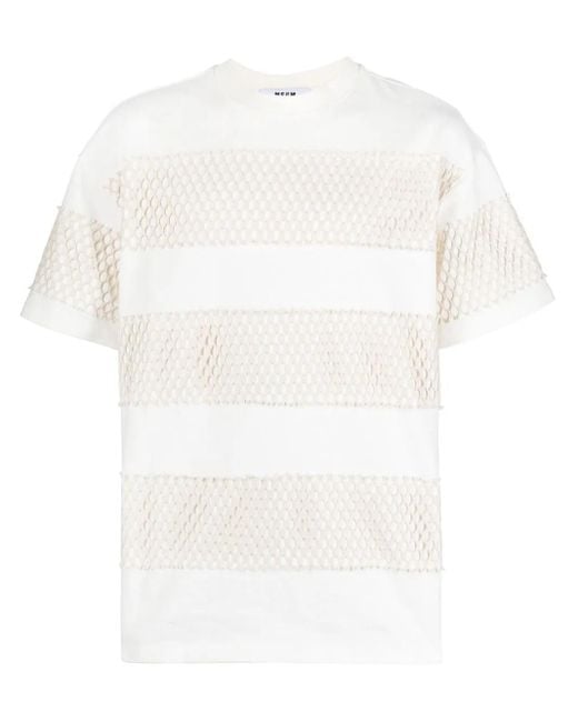 Camiseta con paneles de malla MSGM de hombre de color White