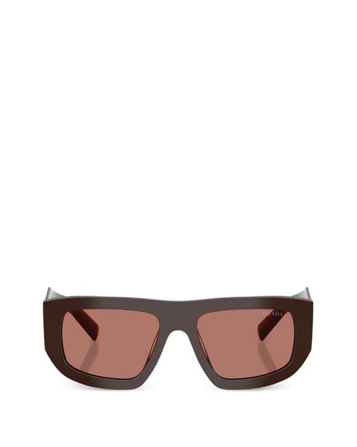 Prada Pink Logo-Engraved Rectangle-Frame Sunglasses