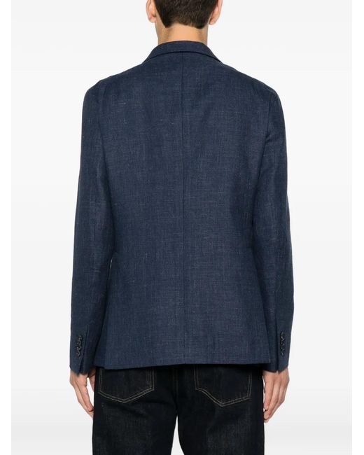 Tagliatore Blue Double-Breasted Peak-Lapel Blazer for men