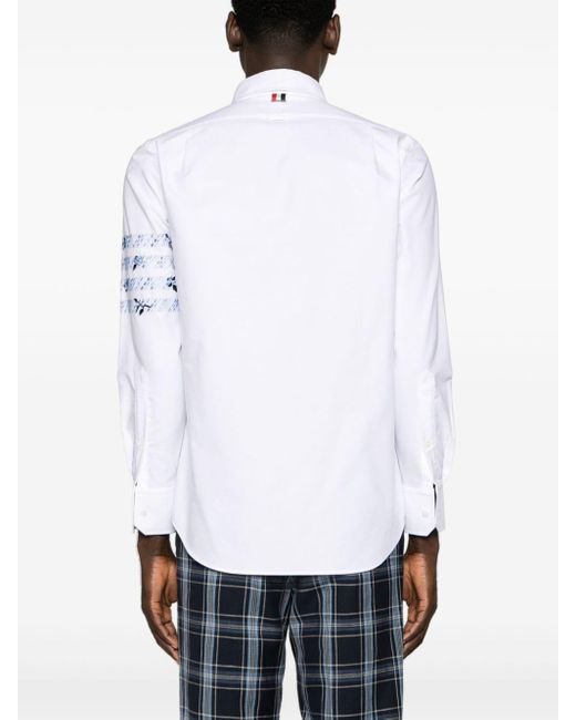 Camicia con dettaglio a 4 righe di Thom Browne in White da Uomo