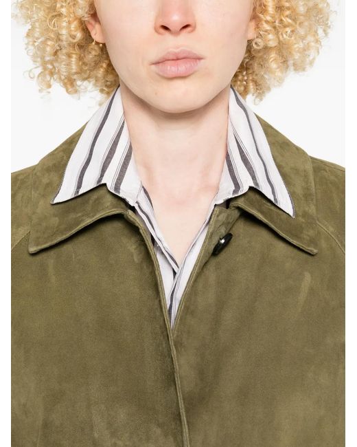 Arma Green Judy Button Suede Coat