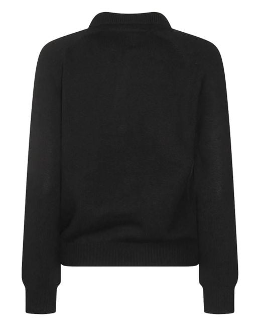 Allude Black Polo-Neck Patch-Pocket Sweater