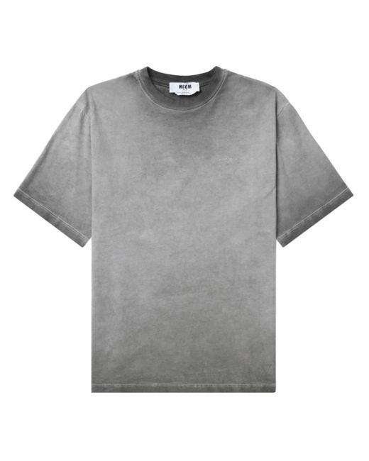 T-shirt en coton à logo brodé MSGM en coloris Gray