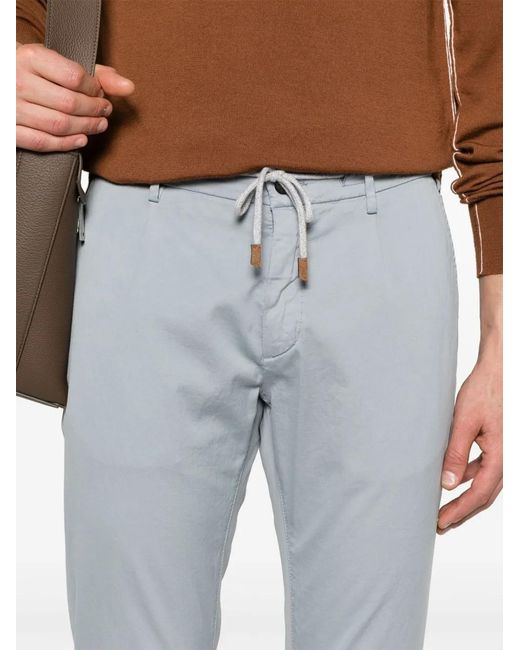 Eleventy Blue Drawstring Straight-Leg Trousers for men