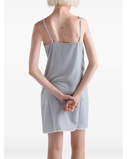 Prada Gray Flared Spaghetti-Straps Slip Dress