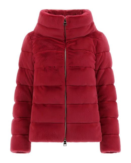 Herno Red Funnel-Neck Jacket