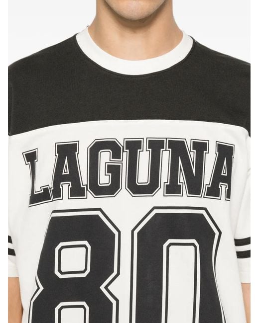Stussy Black Laguna Logo-Print Panelled T-Shirt