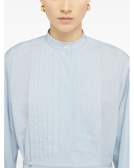 Jil Sander Blue Long-Sleeve Cotton Midi Dress