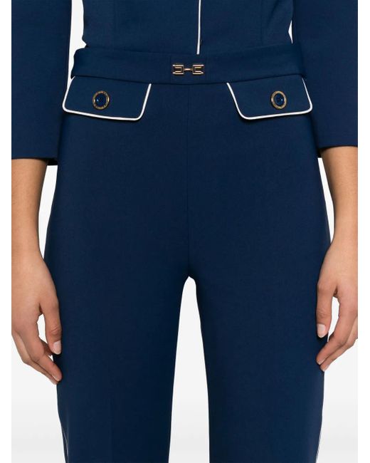 Elisabetta Franchi ホースビット クレープパンツ Blue