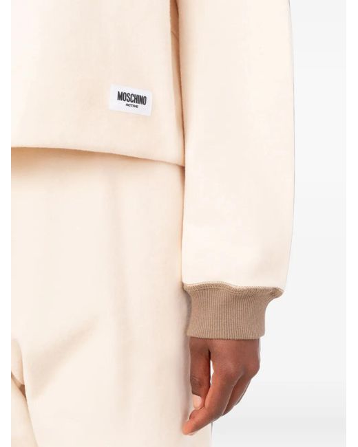Moschino Natural Gerippter Pullover Mit Logo-Patch