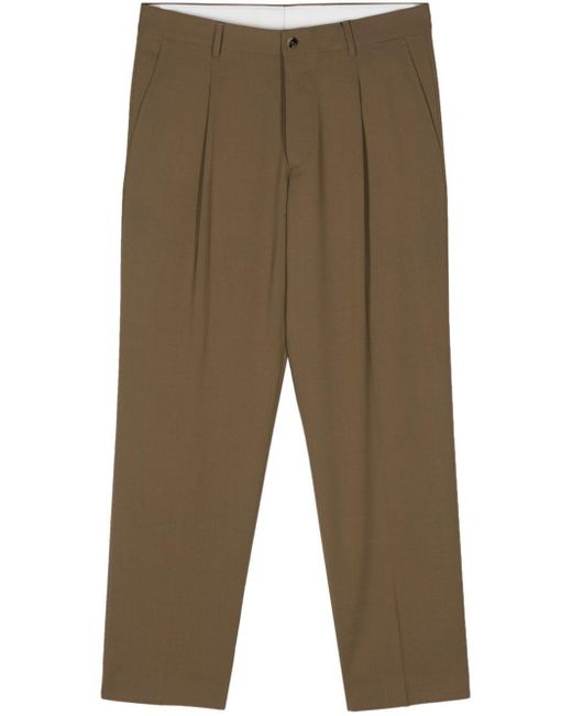 Dell'Oglio Green Sandy Mid-rise Tailored Trousers for men