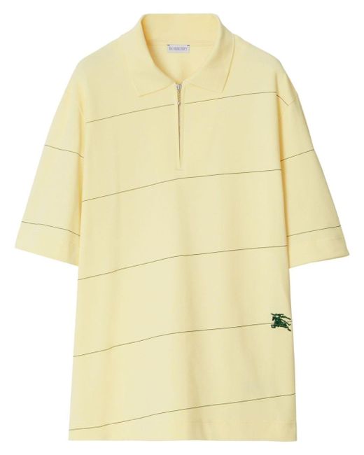 Burberry Yellow Logo-embroidered Cotton Polo Shirt for men