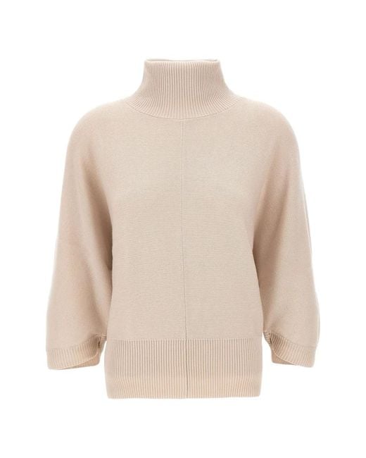 Hemisphere White Batwing-Sleeve High-Neck Sweater