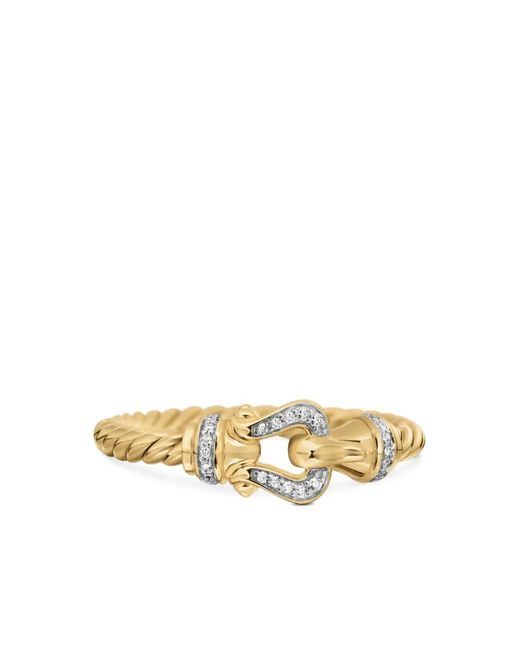David Yurman Metallic 18Kt Petite Buckle Diamond Ring (2Mm)