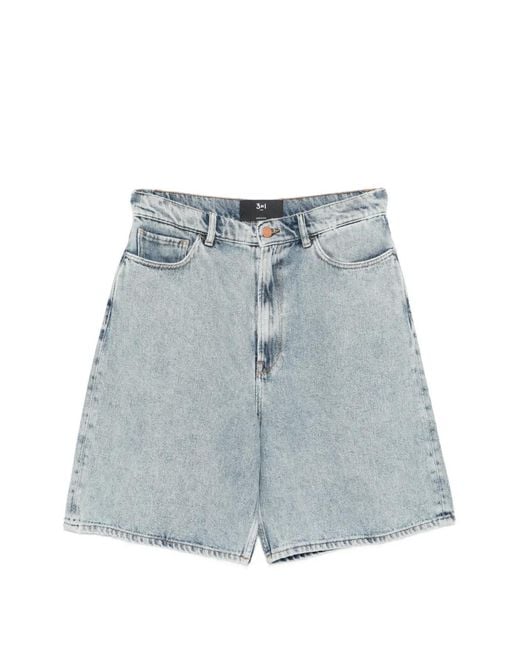 3x1 Blue High-Waisted Shorts