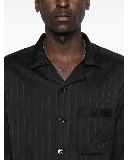 Tom Ford Black Pinstripe-Pattern Pocket Shirt for men