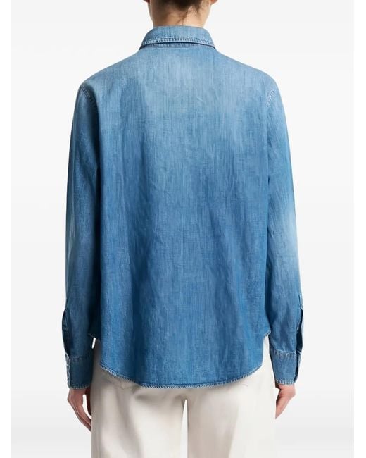 PT Torino Blue Washed-Denim Shirt