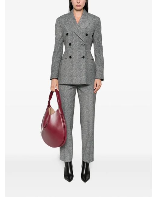 Ermanno Scervino Gray Herringbone-Pattern Trousers