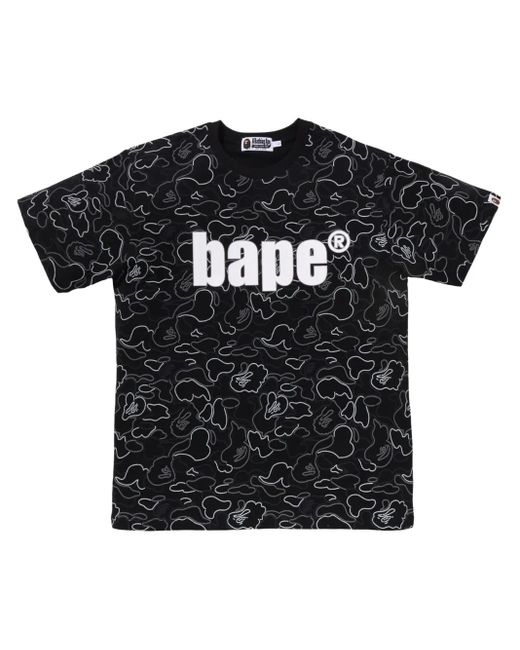 A Bathing Ape Black Camouflage-Print T-Shirt for men