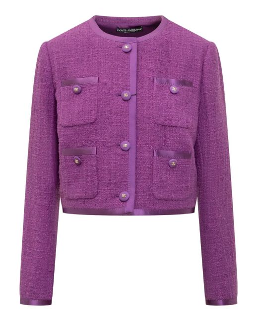 Veste En Tweed À Poches Poitrines Dolce & Gabbana en coloris Purple