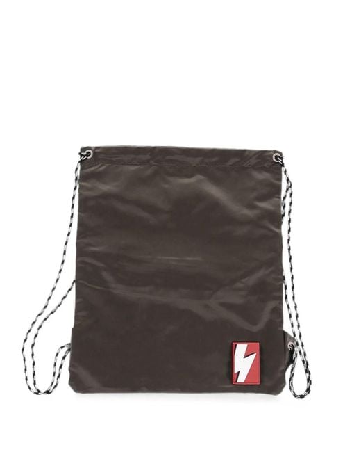 Neil Barrett Black Fair Isle Thunderbolt Backpack for men