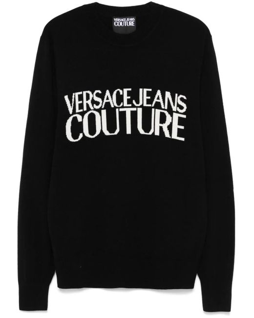 Versace Jeans Couture Black Logo-Intarsia Sweater for men