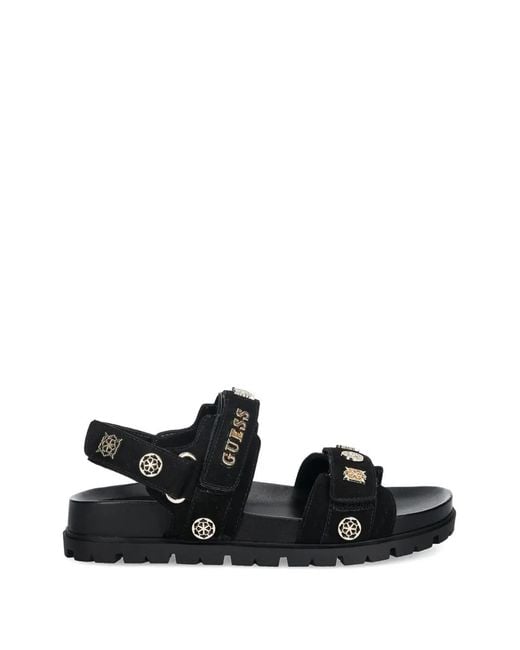 Guess Black Florizi Touch-Strap Sandals