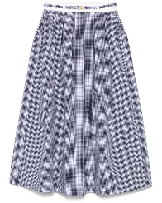 Maje Midi-Rok Met Gingham Ruit in het Blue