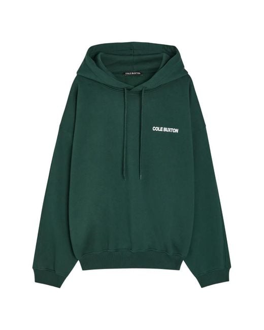 Cole Buxton Green Logo-Print Drawstring Hoodie for men