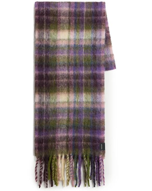 Woolrich Purple Check-Pattern Scarf
