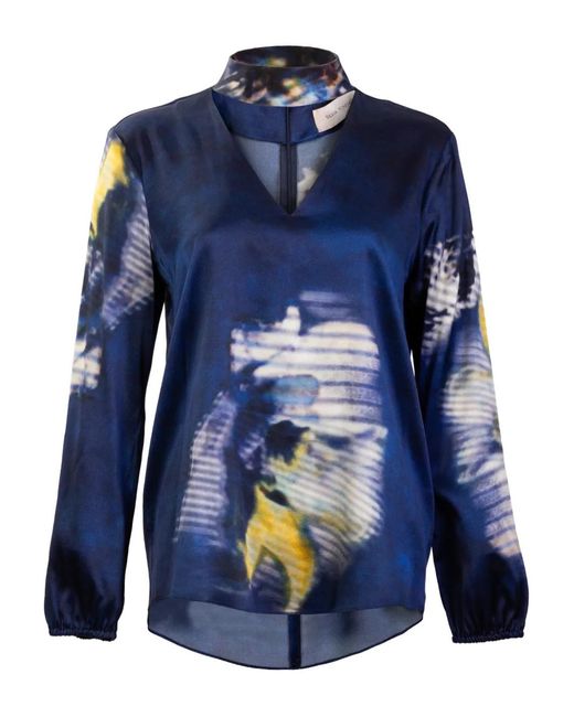 Silvia Tcherassi Blue Floral Silk Blouse