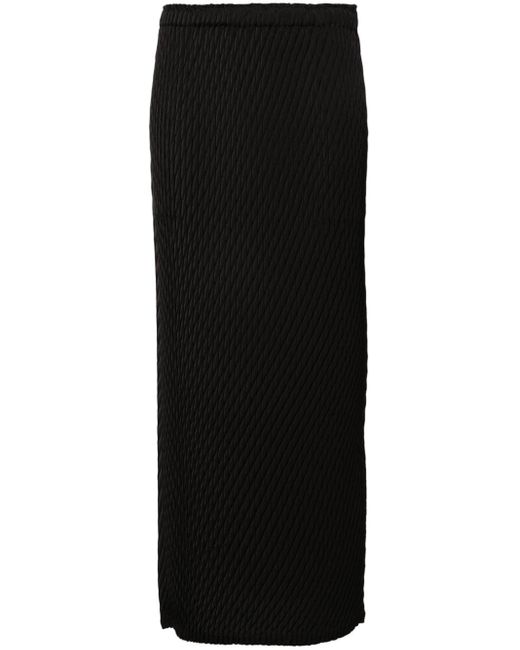 Issey Miyake Black Diamond-plissé Maxi Skirt