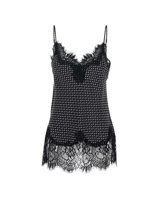 Gold Hawk Black Lace Star Print Camisole Top