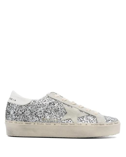 Golden Goose Deluxe Brand White Hi-Star Glitter Sneakers