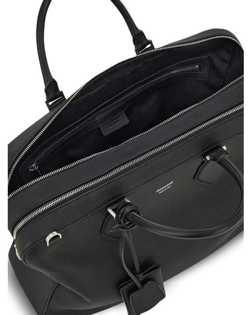 Ferragamo Black Star-Shaped Leather Tote Bag for men
