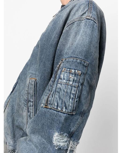 DIESEL Blue Denim Bomber Jacket for men