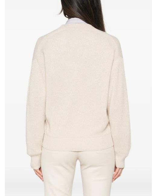 Brunello Cucinelli Natural V-Neck Sweater