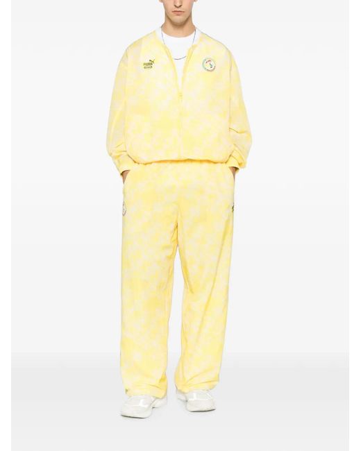 PUMA Yellow All-Over-Pattern Zip-Up Jacket for men