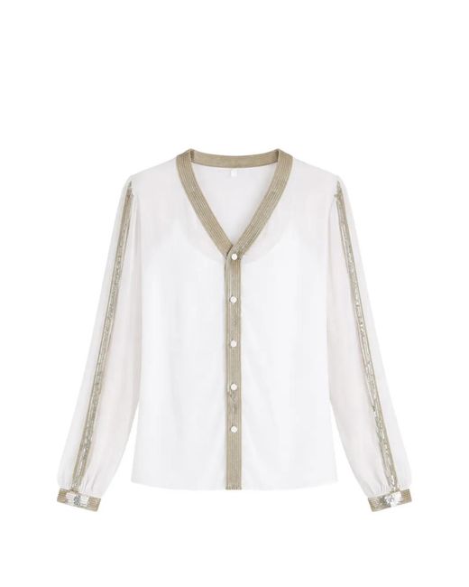 Temperley London White Filigree Sequin-Embellished Shirt