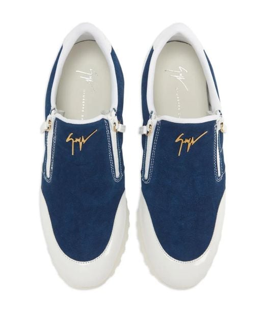 Giuseppe Zanotti Blue Ilde Run Double-Zip Low-Top Sneakers for men