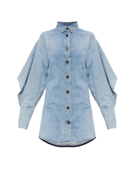 The Attico Blue Draped Denim Dress