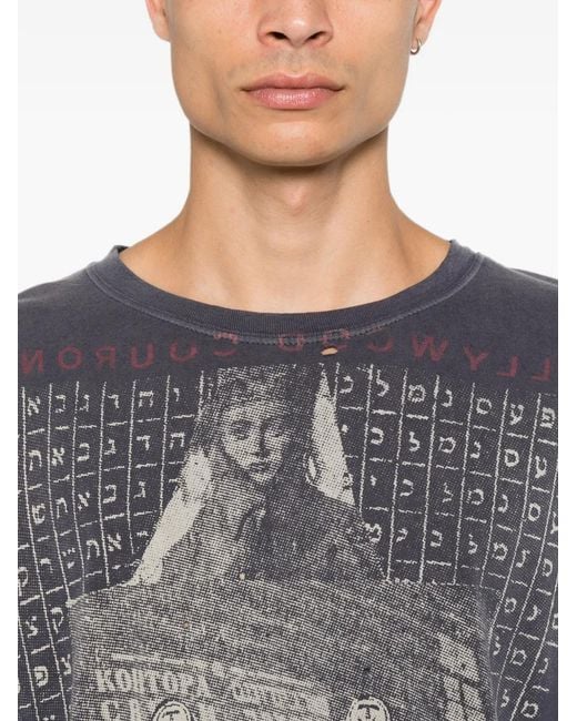 Enfants Riches Deprimes Blue T-Shirt Effet-Usé En Coton À Imprimé Graphique Et Manches Longues for men