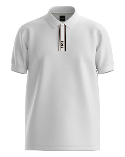 Boss Gray Stripe-Detail Polo Shirt for men