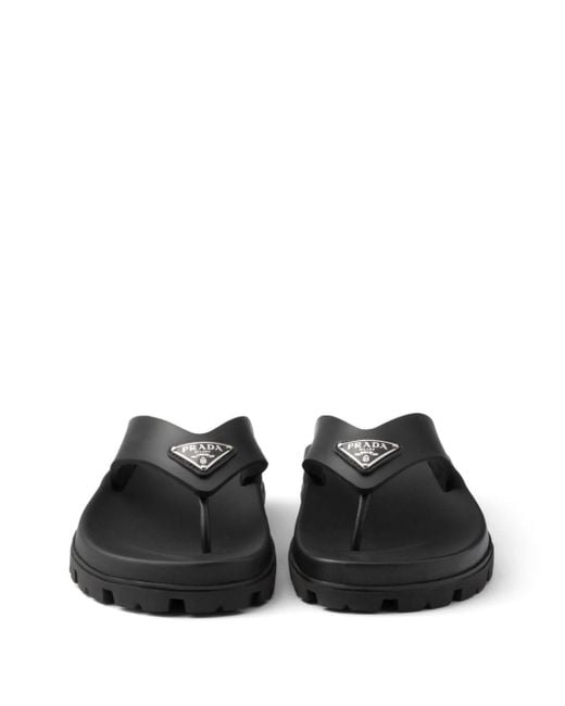 Prada Black Flip-Flops mit Logo