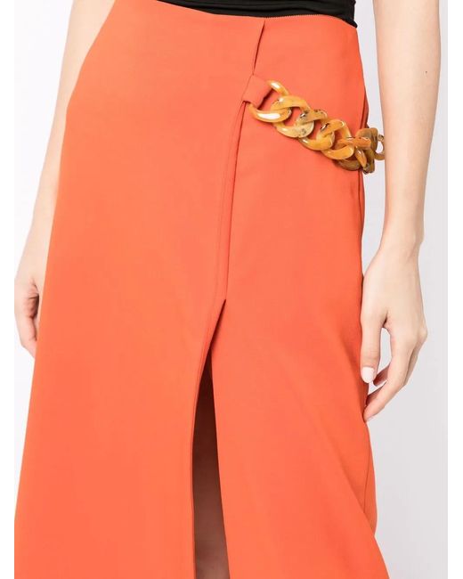 Stella McCartney Orange Falabella Chain A-Line Skirt