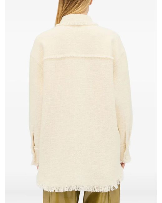 MSGM Natural Frayed-Edge Shirt