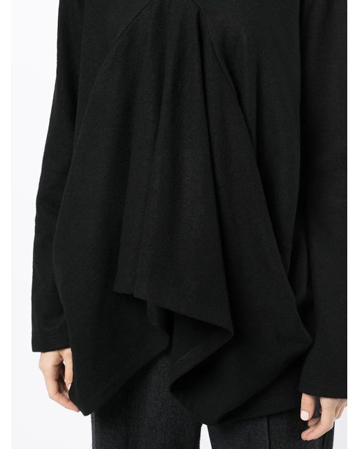 Goen.J Black Structured Draped Jersey Top
