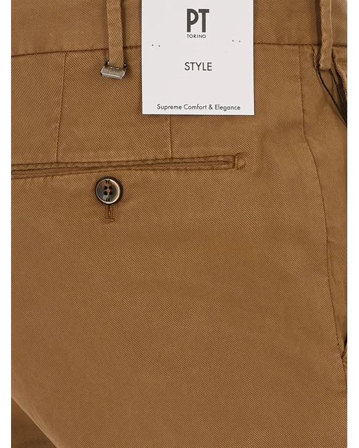 PT Torino Natural Slim-Cut Chino Pants for men
