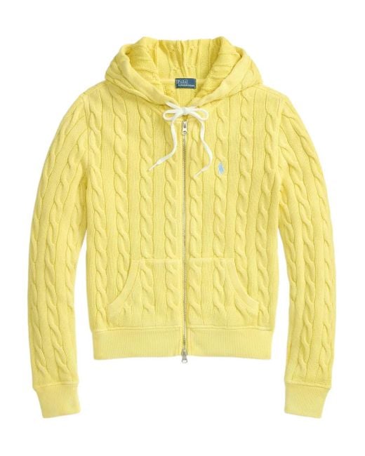 Polo Ralph Lauren Yellow Cable-Knit Cotton Hoodie